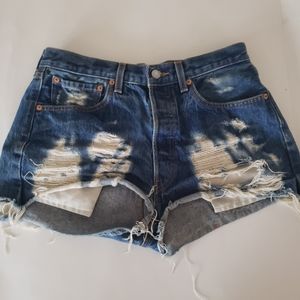 Levi's Blue Distressed Jean Shorts